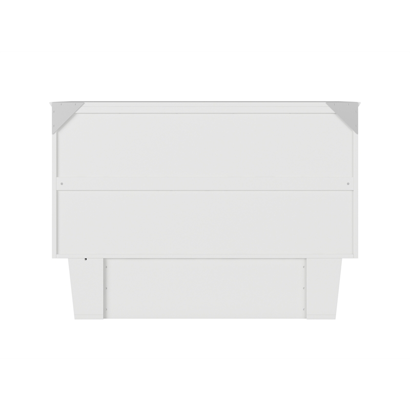 Monroe Solid Wood Frame Full Size Murphy Bed Chest with Mattress in White