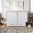 Monroe Solid Wood Frame Full Size Murphy Bed Chest with Mattress in White
