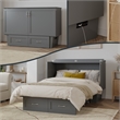 Monroe Full Wood Murphy Bed Chest with Mattress & Charging Station in Gray