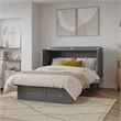 Monroe Full Wood Murphy Bed Chest with Mattress & Charging Station in Gray