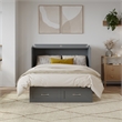Monroe Full Wood Murphy Bed Chest with Mattress & Charging Station in Gray