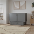 Monroe Full Wood Murphy Bed Chest with Mattress & Charging Station in Gray
