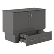 Monroe Full Wood Murphy Bed Chest with Mattress & Charging Station in Gray