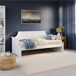 AFI Cambridge Mid-Century Solid Wood Twin Daybed with Curved Backboard in White