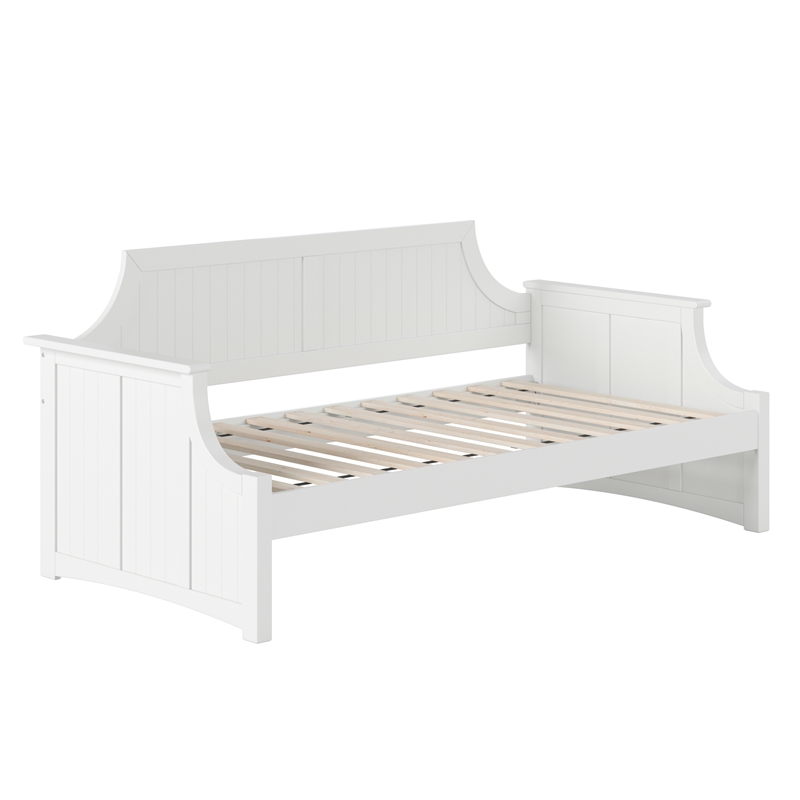 AFI Cambridge Mid-Century Solid Wood Twin Daybed with Curved Backboard in White
