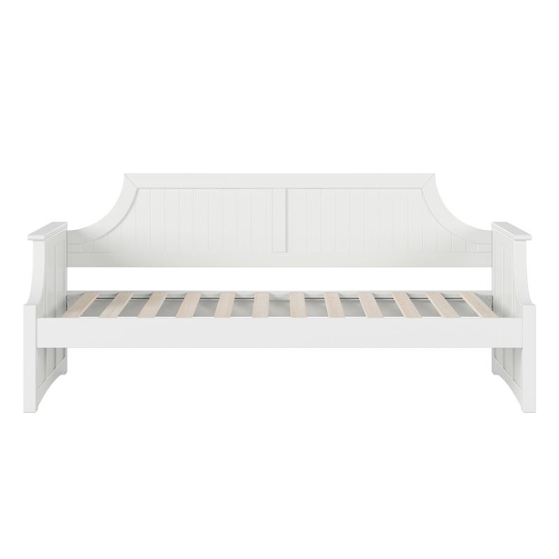 AFI Cambridge Mid-Century Solid Wood Twin Daybed with Curved Backboard in White