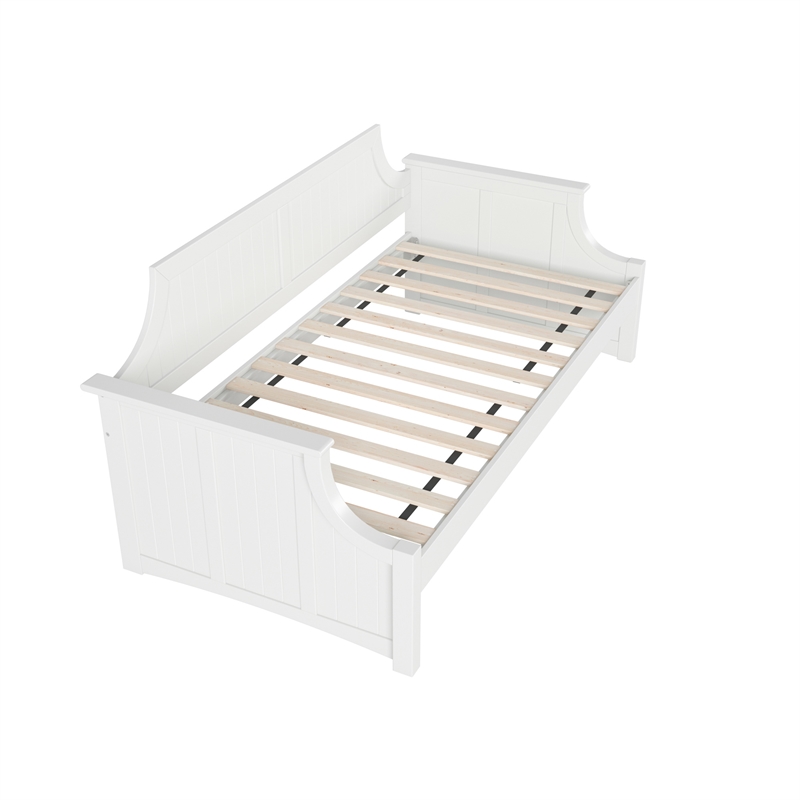 AFI Cambridge Mid-Century Solid Wood Twin Daybed with Curved Backboard in White