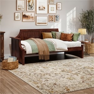 AFI Cambridge Mid-Century Solid Wood Twin Daybed with Curved Backboard in Walnut