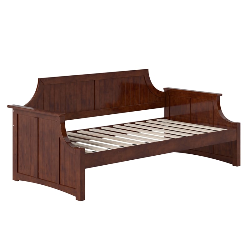 AFI Cambridge Mid-Century Solid Wood Twin Daybed with Curved Backboard in Walnut