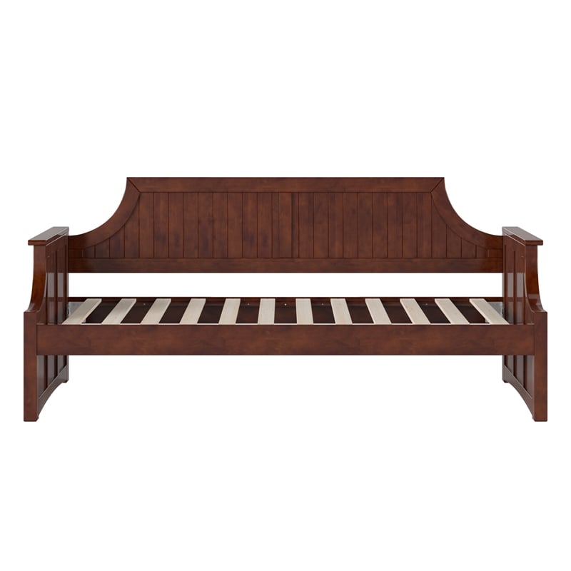 AFI Cambridge Mid-Century Solid Wood Twin Daybed with Curved Backboard in Walnut