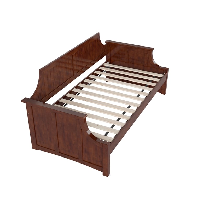 AFI Cambridge Mid-Century Solid Wood Twin Daybed with Curved Backboard in Walnut