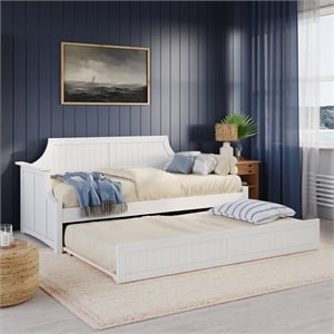 AFI Cambridge Mid-Century Solid Wood Daybed with Twin Trundle in White