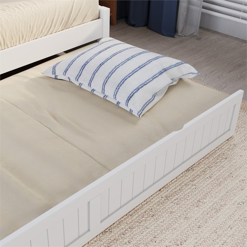 AFI Cambridge Mid-Century Solid Wood Daybed with Twin Trundle in White