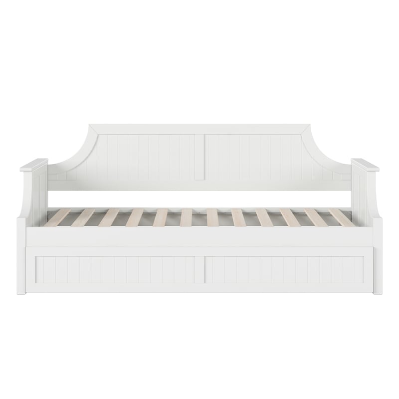 AFI Cambridge Mid-Century Solid Wood Daybed with Twin Trundle in White