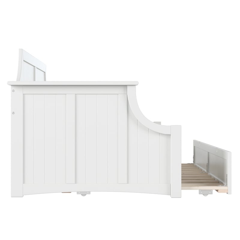 AFI Cambridge Mid-Century Solid Wood Daybed with Twin Trundle in White