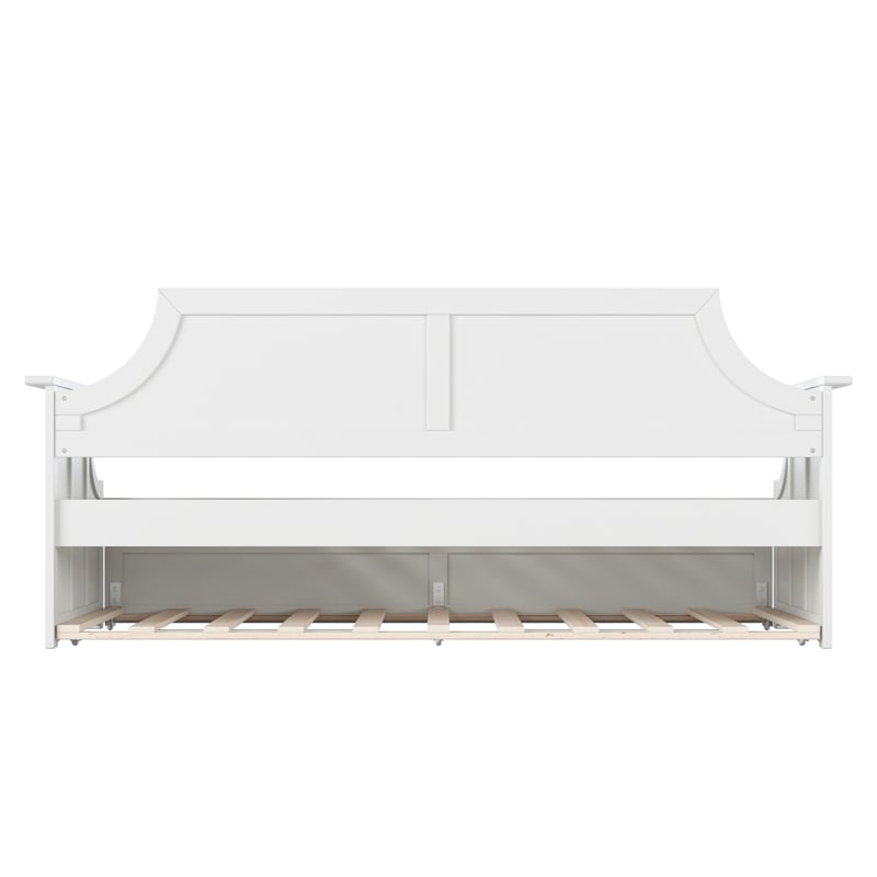 AFI Cambridge Mid-Century Solid Wood Daybed with Twin Trundle in White