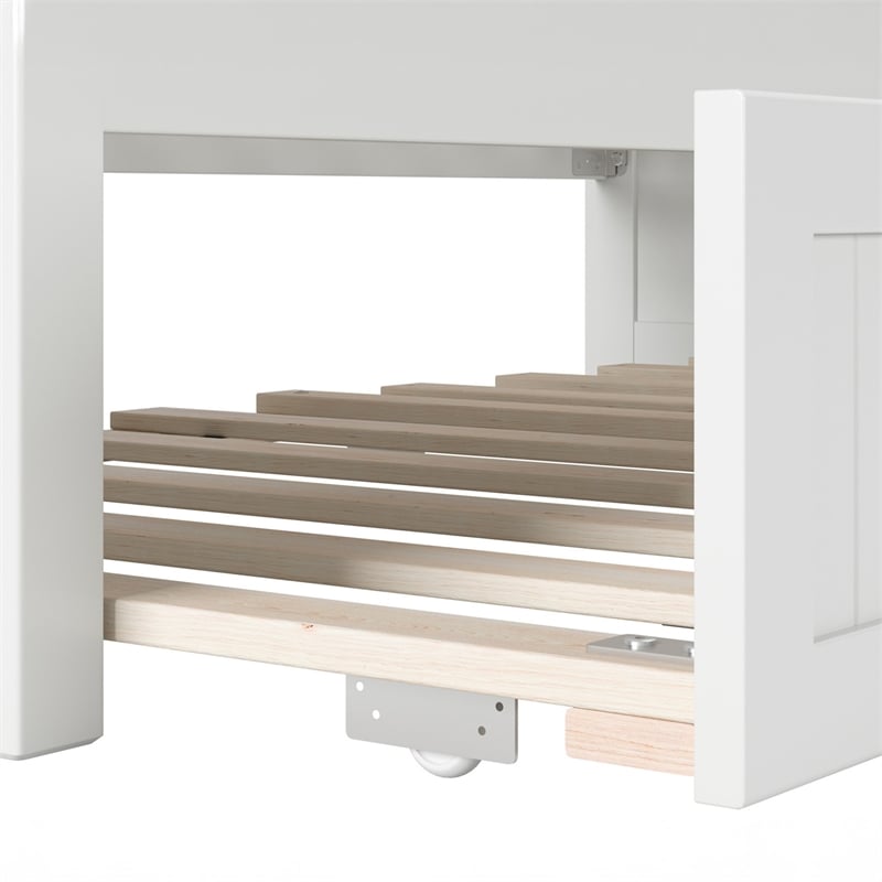 AFI Cambridge Mid-Century Solid Wood Daybed with Twin Trundle in White