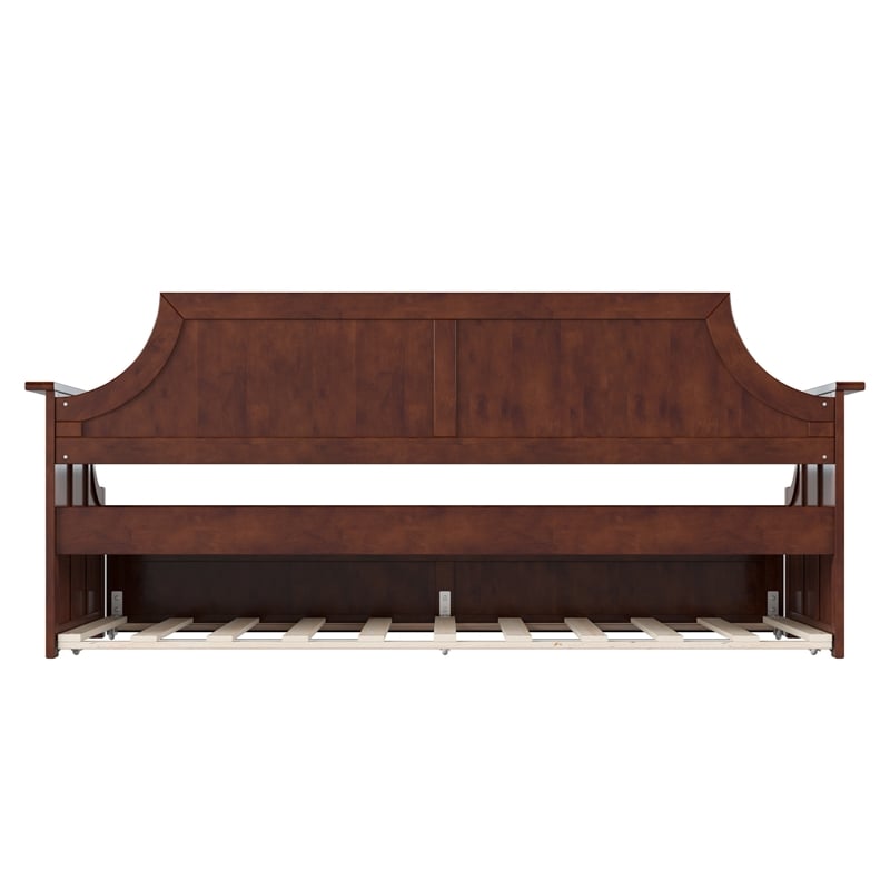 AFI Cambridge Mid-Century Solid Wood Daybed with Twin Trundle in Walnut