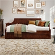 AFI Cambridge Mid-Century Solid Wood Daybed with Twin Trundle in Walnut