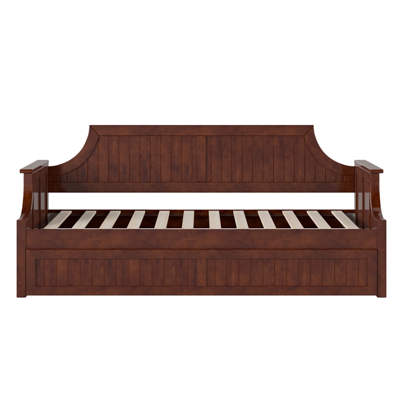 AFI Cambridge Mid-Century Solid Wood Daybed with Twin Trundle in Walnut