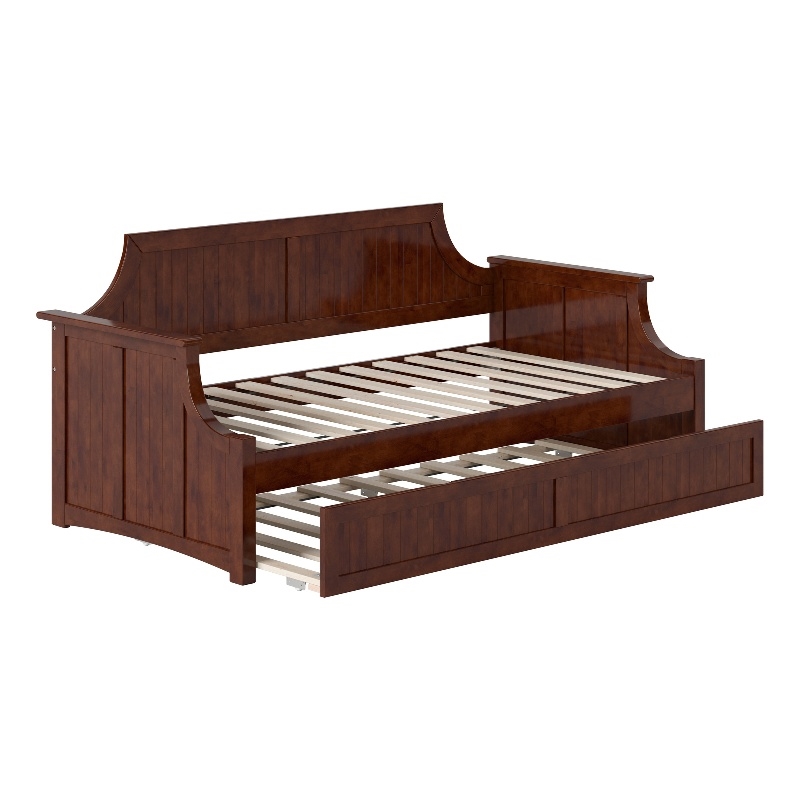 AFI Cambridge Mid-Century Solid Wood Daybed with Twin Trundle in Walnut