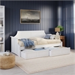 AFI Cambridge Mid-Century Solid Wood Twin Daybed with Set of 2 Drawers in White