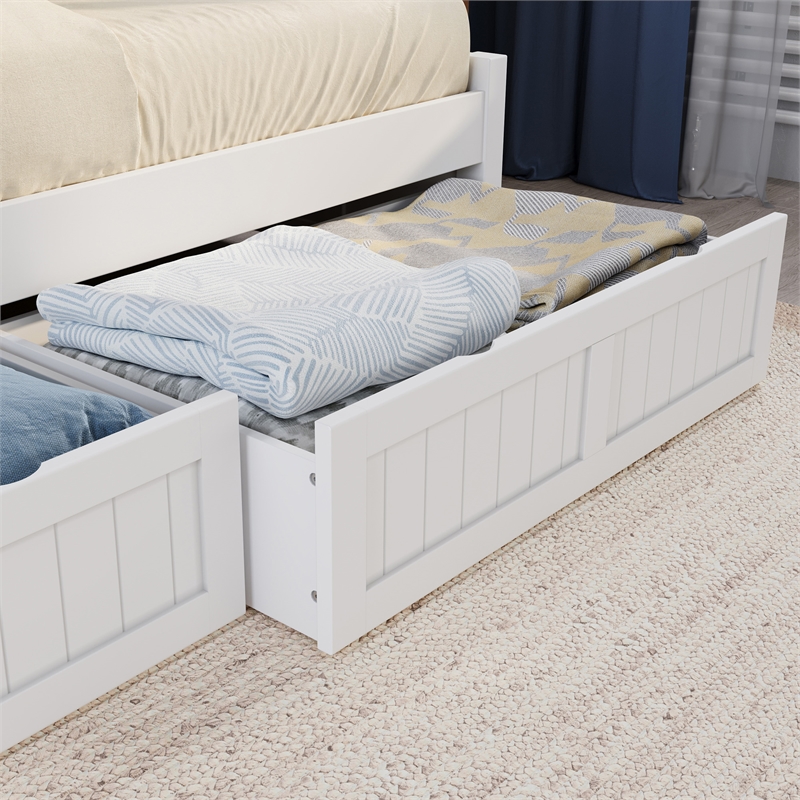 AFI Cambridge Mid-Century Solid Wood Twin Daybed with Set of 2 Drawers in White