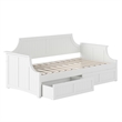 AFI Cambridge Mid-Century Solid Wood Twin Daybed with Set of 2 Drawers in White