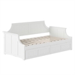 AFI Cambridge Mid-Century Solid Wood Twin Daybed with Set of 2 Drawers in White