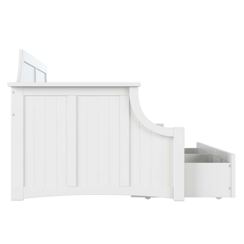 AFI Cambridge Mid-Century Solid Wood Twin Daybed with Set of 2 Drawers in White