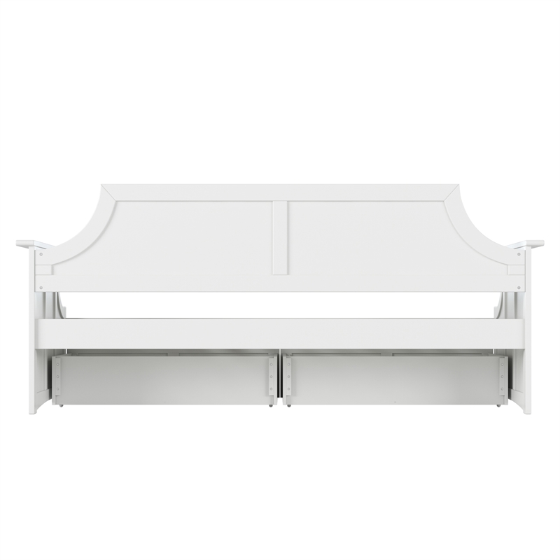 AFI Cambridge Mid-Century Solid Wood Twin Daybed with Set of 2 Drawers in White