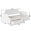 AFI Cambridge Mid-Century Solid Wood Twin Daybed with Set of 2 Drawers in White