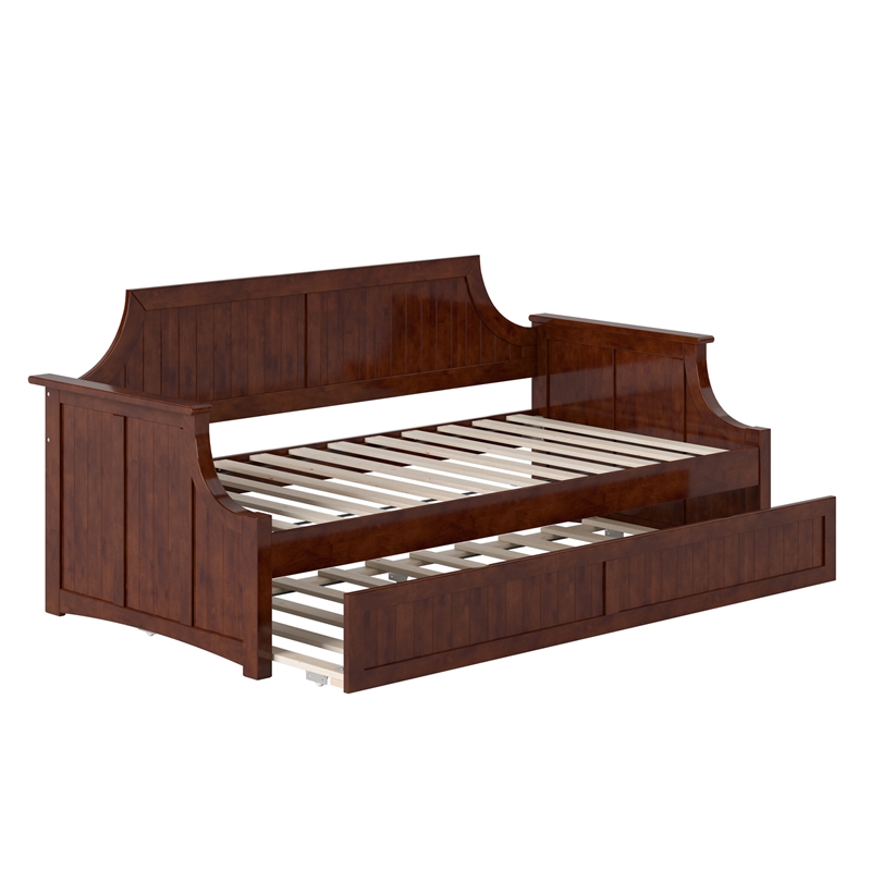 AFI Cambridge Mid-Century Solid Wood Twin Daybed with Set of 2 Drawers in Walnut