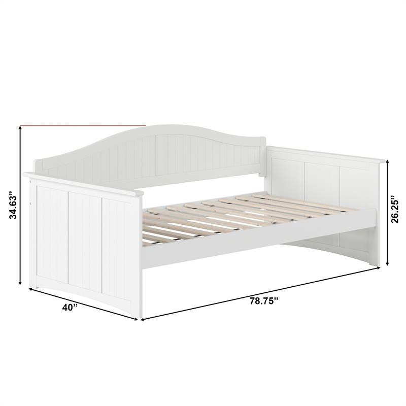 AFI Nantucket Mid-Century Modern Solid Wood Twin Daybed in White