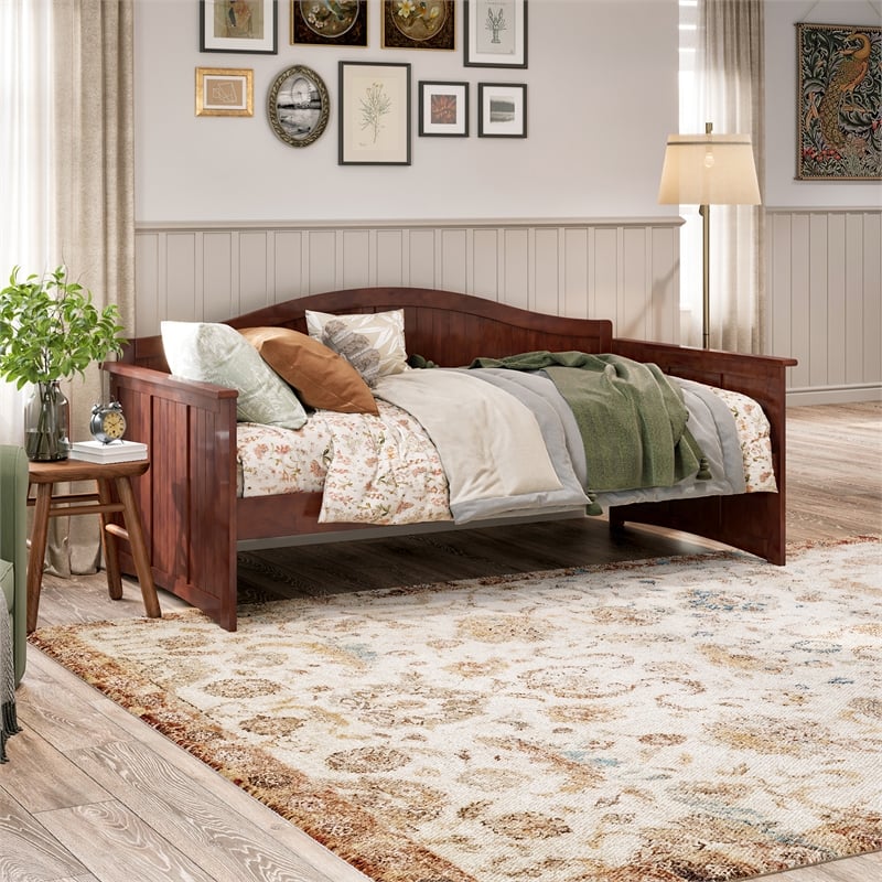 AFI Nantucket Mid-Century Solid Wood Twin Daybed in Walnut