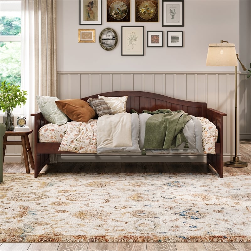 AFI Nantucket Mid-Century Solid Wood Twin Daybed in Walnut