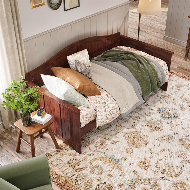 AFI Nantucket Mid-Century Solid Wood Twin Daybed in Walnut