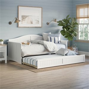 AFI Nantucket Mid-Century Solid Wood Twin Daybed with Trundle in White