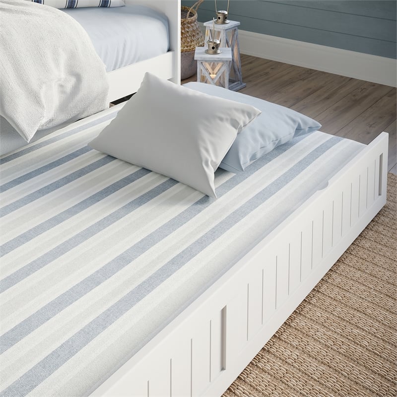 AFI Nantucket Mid-Century Solid Wood Twin Daybed with Trundle in White