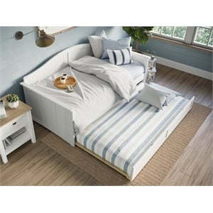 afi nantucket mid-century solid wood twin daybed with trundle in white