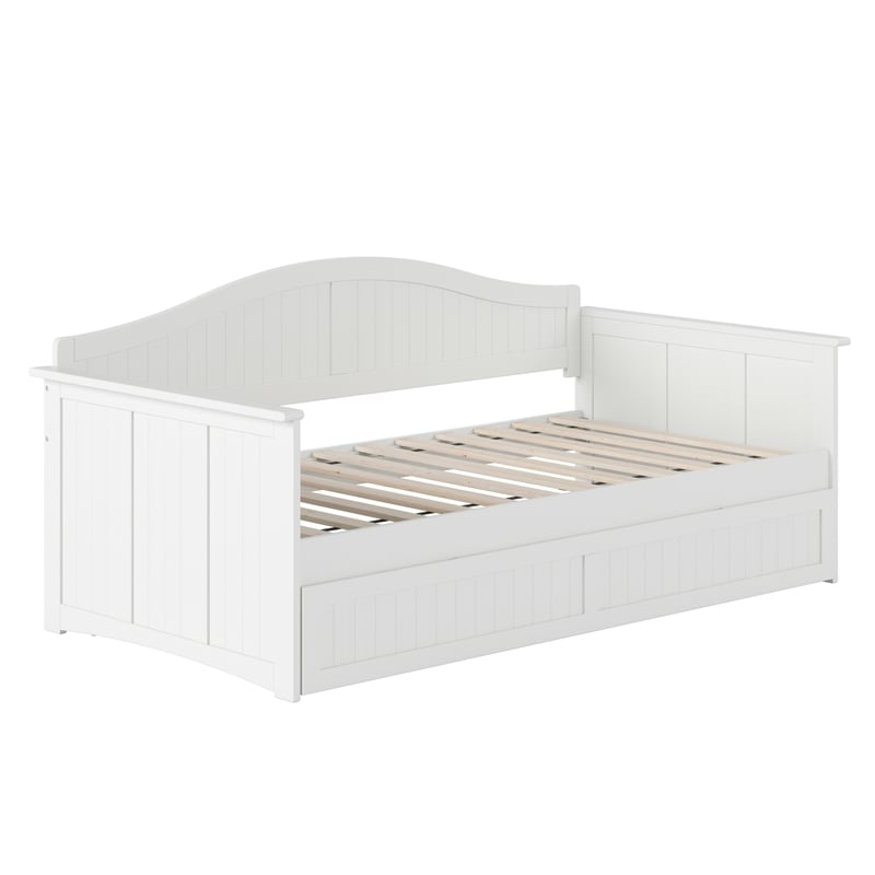 AFI Nantucket Mid-Century Solid Wood Twin Daybed with Trundle in White