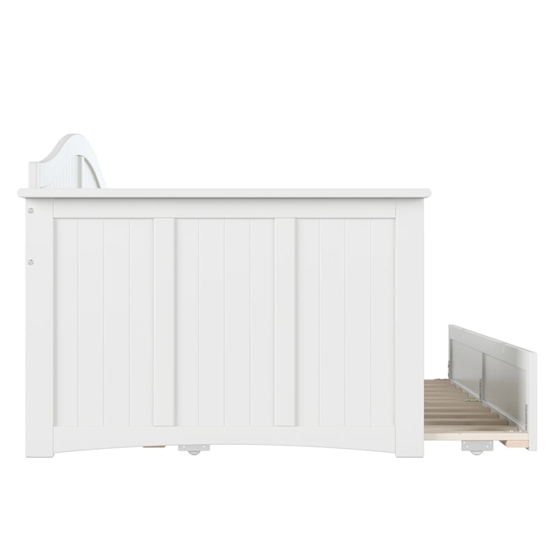 AFI Nantucket Mid-Century Solid Wood Twin Daybed with Trundle in White