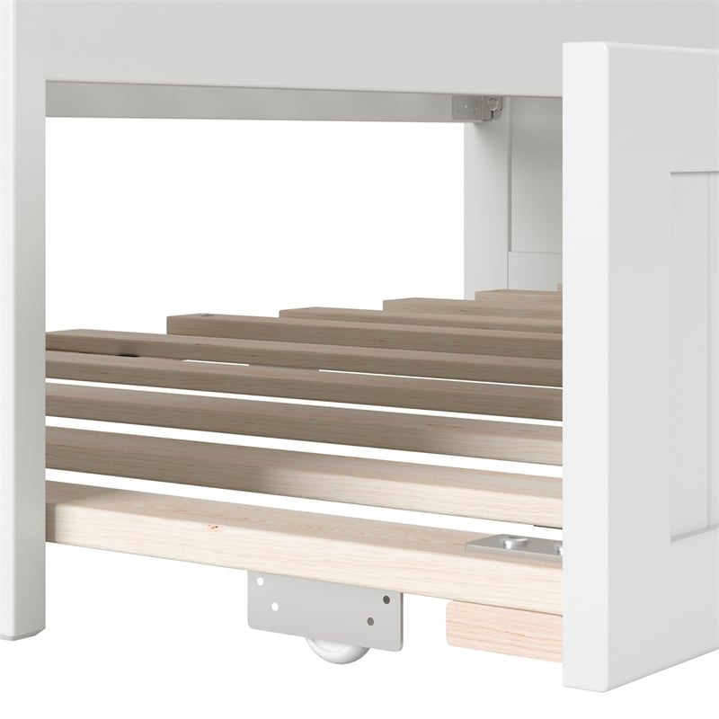 AFI Nantucket Mid-Century Solid Wood Twin Daybed with Trundle in White