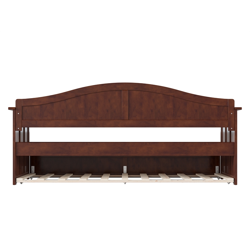 AFI Nantucket Mid-Century Solid Wood Twin Daybed with Twin Trundle in Walnut
