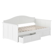 AFI Nantucket Mid-Century Solid Wood Twin Daybed with Set of 2 Drawers in White