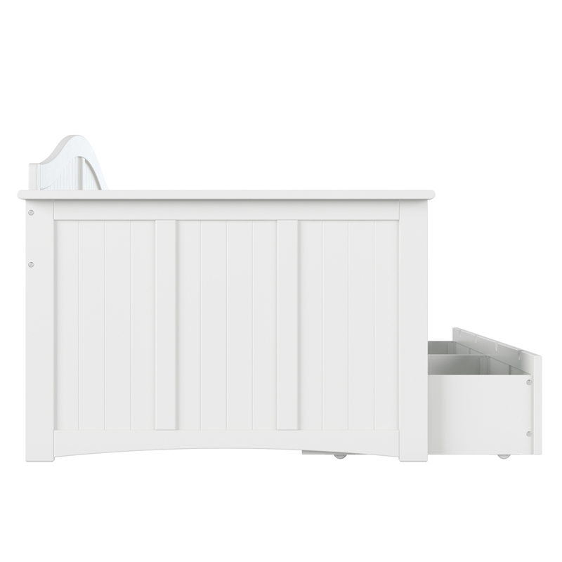 AFI Nantucket Mid-Century Solid Wood Twin Daybed with Set of 2 Drawers in White