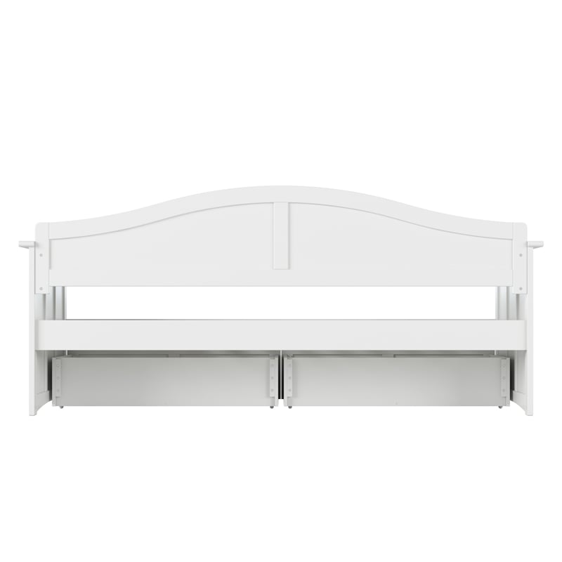 AFI Nantucket Mid-Century Solid Wood Twin Daybed with Set of 2 Drawers in White