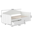 AFI Nantucket Mid-Century Solid Wood Twin Daybed with Set of 2 Drawers in White