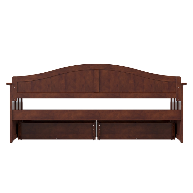 AFI Nantucket Mid-Century Solid Wood Twin Daybed with Set of 2 Drawers in Walnut