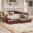 AFI Nantucket Mid-Century Solid Wood Twin Daybed with Set of 2 Drawers in Walnut